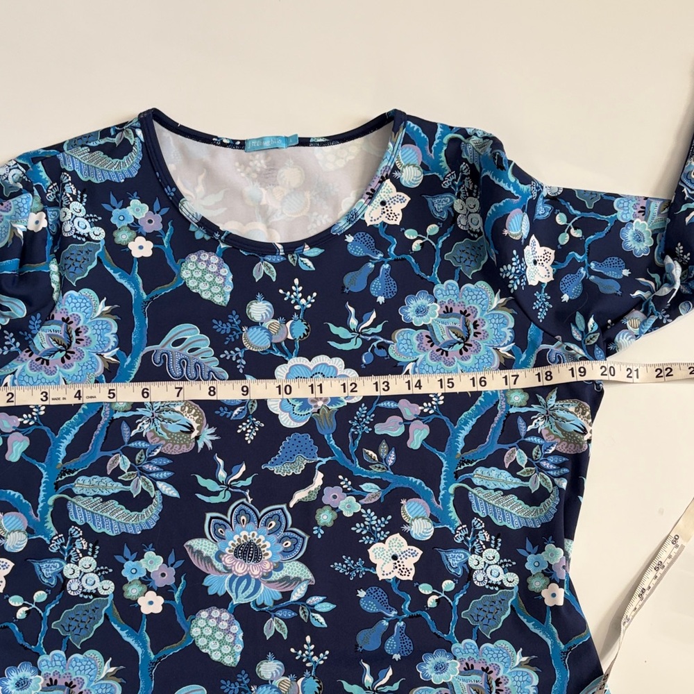 Floral Long Sleeve Top in Navy and Light Blue - Picture 3 of 3